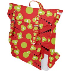 A Red And Yellow Flower With Black Dots Buckle Up Backpack by catchydesignhill