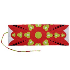 A Red And Yellow Flower With Black Dots Roll Up Canvas Pencil Holder (m) by catchydesignhill