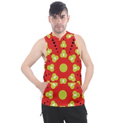 A Red And Yellow Flower With Black Dots Men s Sleeveless Hoodie by catchydesignhill