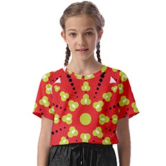 A Red And Yellow Flower With Black Dots Kids  Basic T-shirt by catchydesignhill