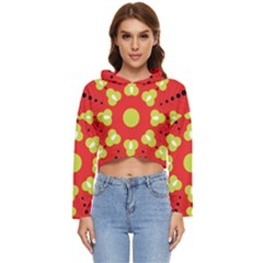 A Red And Yellow Flower With Black Dots Women s Lightweight Cropped Hoodie by catchydesignhill