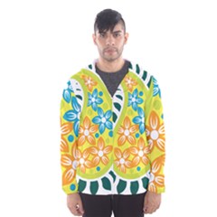 A Yellow And Green Paisley With Leaves And Flowers Men s Hooded Windbreaker