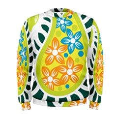 A Yellow And Green Paisley With Leaves And Flowers Men s Sweatshirt