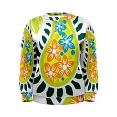 A Yellow And Green Paisley With Leaves And Flowers Women s Sweatshirt