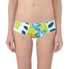 A Yellow And Green Paisley With Leaves And Flowers Classic Bikini Bottoms by catchydesignhill