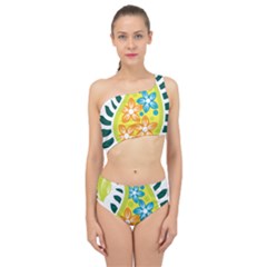 A Yellow And Green Paisley With Leaves And Flowers Spliced Up Two Piece Swimsuit by catchydesignhill