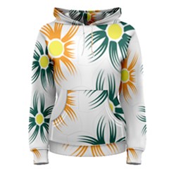 Three Flowers With Green And Orange Petals Women s Pullover Hoodie