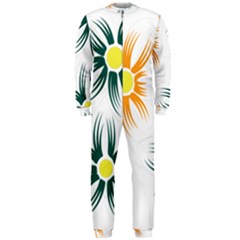 Three Flowers With Green And Orange Petals Onepiece Jumpsuit (men)