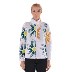 Three Flowers With Green And Orange Petals Women s Bomber Jacket