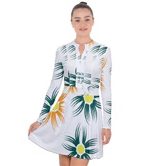 Three Flowers With Green And Orange Petals Long Sleeve Panel Dress by catchydesignhill