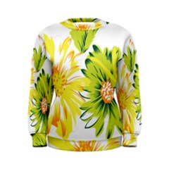 Two Yellow And Green Flowers On A White Background Women s Sweatshirt