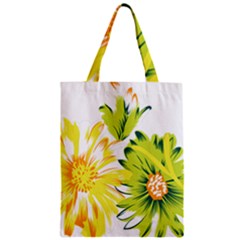 Two Yellow And Green Flowers On A White Background Zipper Classic Tote Bag by catchydesignhill