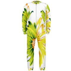 Two Yellow And Green Flowers On A White Background Onepiece Jumpsuit (men)