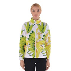 Two Yellow And Green Flowers On A White Background Women s Bomber Jacket