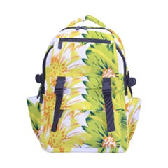 Two Yellow And Green Flowers On A White Background Carry-on Double Buckle Travel Backpack