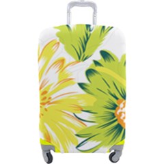 Two Yellow And Green Flowers On A White Background Luggage Cover (large) by catchydesignhill