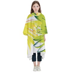 Two Yellow And Green Flowers On A White Background Kids  Hooded Rain Ponchos by catchydesignhill