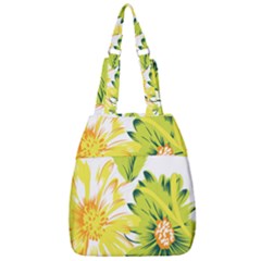 Two Yellow And Green Flowers On A White Background Center Zip Backpack