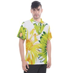 Two Yellow And Green Flowers On A White Background Men s Polo T-shirt by catchydesignhill