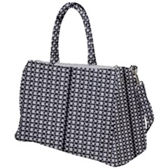 A Black And White Photo Of A Pattern Duffel Travel Bag by catchydesignhill