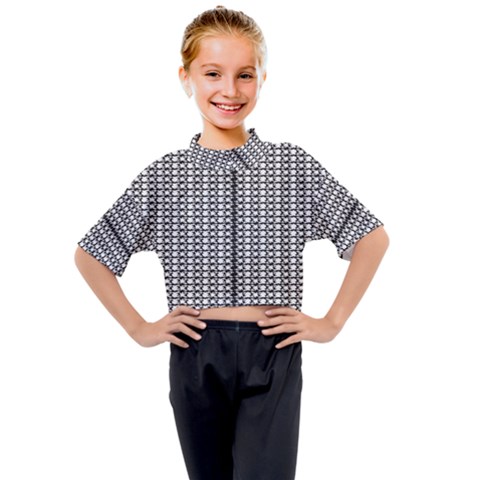 A Black And White Photo Of A Pattern Kids Mock Neck T-shirt by catchydesignhill