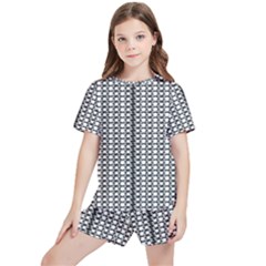 A Black And White Photo Of A Pattern Kids  T-shirt And Sports Shorts Set by catchydesignhill