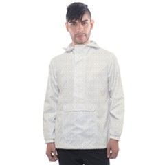 A White And Gold Geometric Pattern Men s Front Pocket Pullover Windbreaker