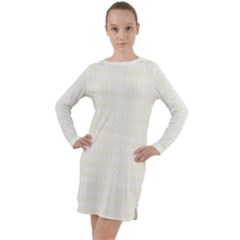 A White And Gold Geometric Pattern Long Sleeve Hoodie Dress