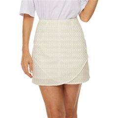 A White And Gold Geometric Pattern Mini Front Wrap Skirt by catchydesignhill