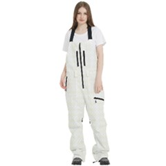 A White And Gold Geometric Pattern Women s Front Zip Ski And Snowboard Bib Pants