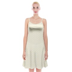 A Yellow And White Background With Small Circles Spaghetti Strap Velvet Dress