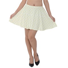 A Yellow And White Background With Small Circles Velvet Skater Skirt