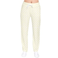 A Yellow And White Background With Small Circles Women Velvet Drawstring Pants