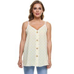 A Yellow And White Background With Small Circles Casual Spaghetti Strap Chiffon Top by catchydesignhill