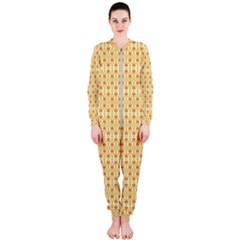 A Yellow And White Background With An Intricate Design Onepiece Jumpsuit (ladies)