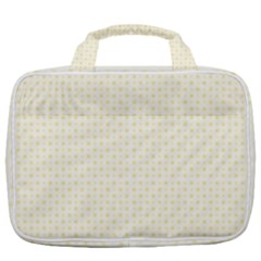 A Yellow And White Background With Small Circles Travel Toiletry Bag With Hanging Hook by catchydesignhill