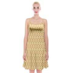 A Yellow And White Background With An Intricate Design Spaghetti Strap Velvet Dress