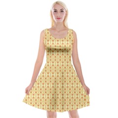 A Yellow And White Background With An Intricate Design Reversible Velvet Sleeveless Dress