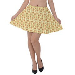 A Yellow And White Background With An Intricate Design Velvet Skater Skirt