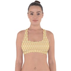 A Yellow And White Background With An Intricate Design Cross Back Hipster Bikini Top 