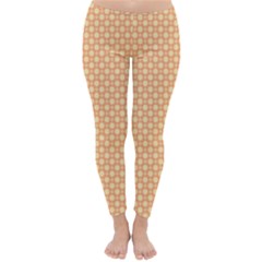 An Orange And White Background With A Pattern Classic Winter Leggings