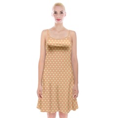 An Orange And White Background With A Pattern Spaghetti Strap Velvet Dress