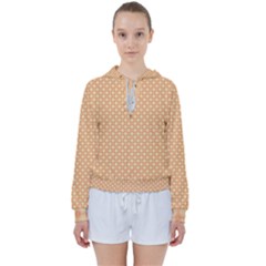 An Orange And White Background With A Pattern Women s Tie Up Sweat