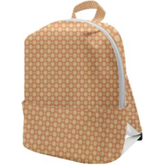 An Orange And White Background With A Pattern Zip Up Backpack by catchydesignhill