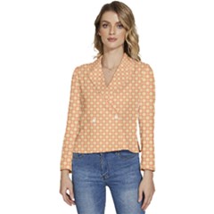 An Orange And White Background With A Pattern Women s Long Sleeve Revers Collar Cropped Jacket