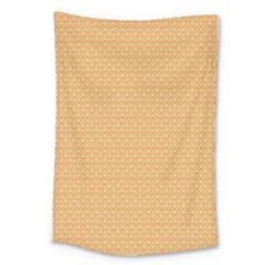 An Orange And White Background With Small Squares Large Tapestry