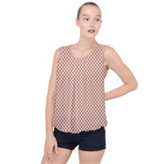 An Orange And White Geometric Pattern Bubble Hem Chiffon Tank Top