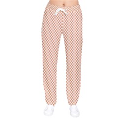 An Orange And White Geometric Pattern Women Velvet Drawstring Pants