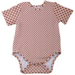 An Orange And White Geometric Pattern Baby Short Sleeve Bodysuit by catchydesignhill