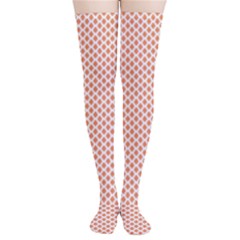 An Orange And White Geometric Pattern Thigh High Stockings by catchydesignhill